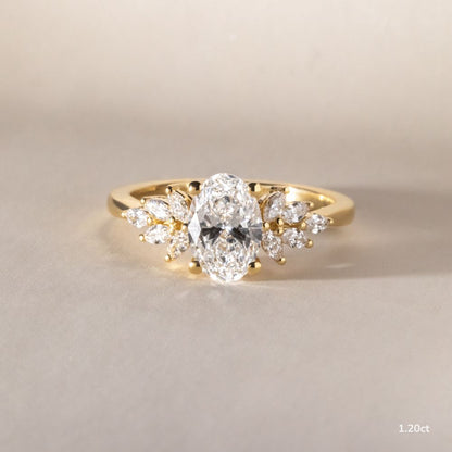 Marquise Shaped Three Stone Lab Grown Diamond Engagement Ring