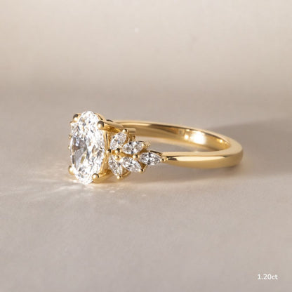 Marquise Shaped Three Stone Lab Grown Diamond Engagement Ring