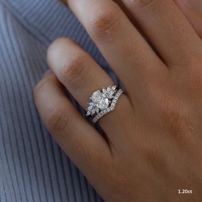 Marquise Shaped Three Stone Lab Grown Diamond Engagement Ring