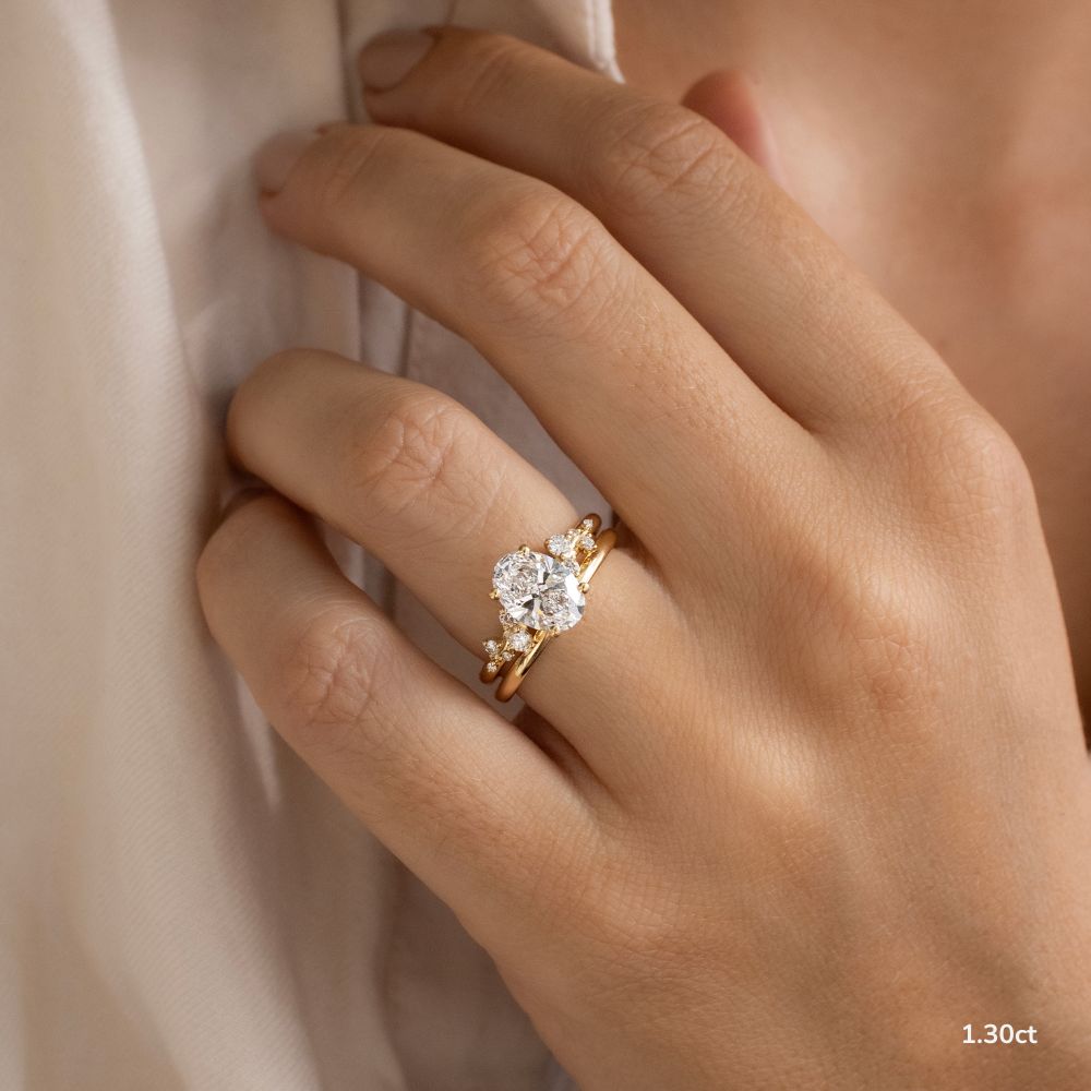 Marquise Shaped Three Stone Lab Grown Diamond Engagement Ring