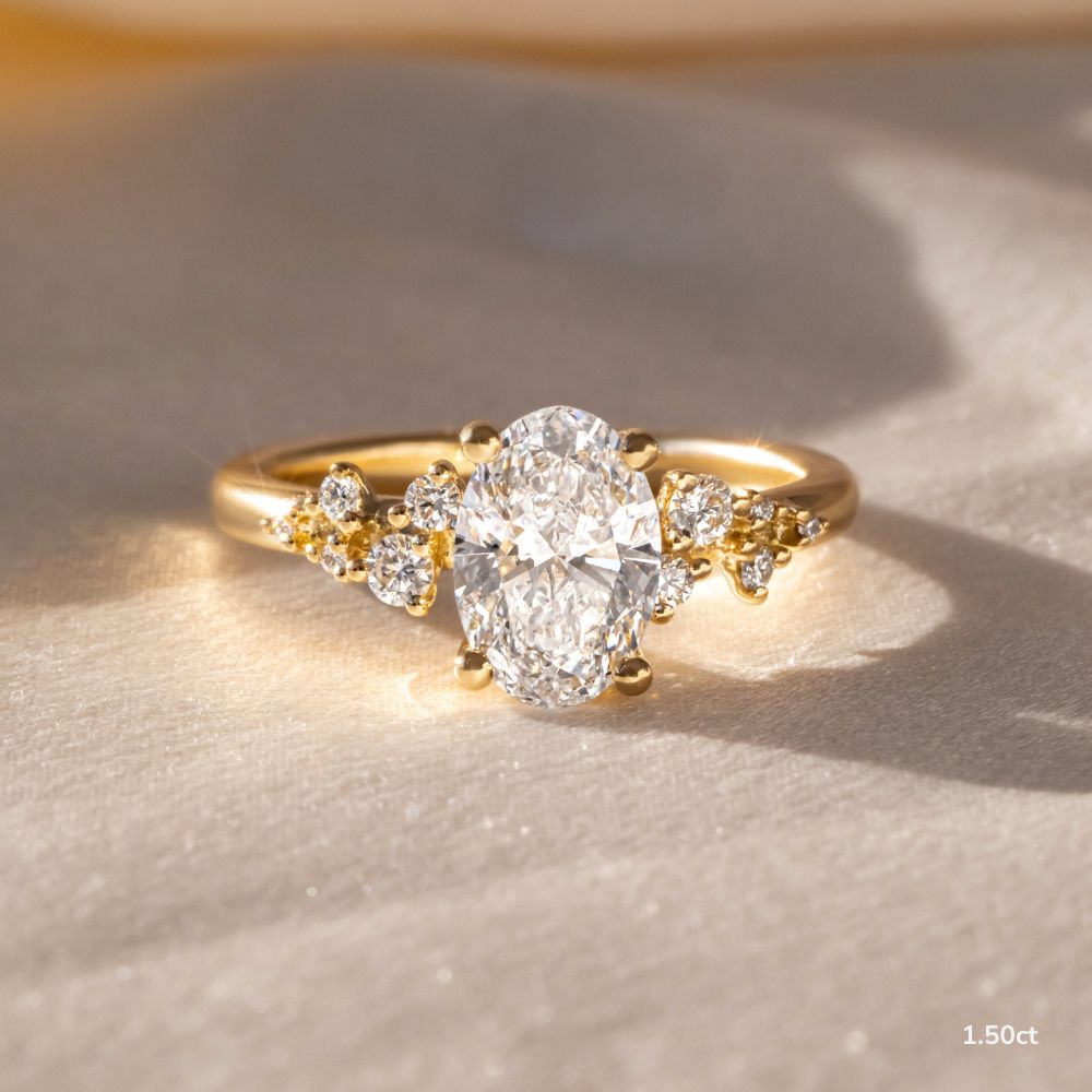 Marquise Shaped Three Stone Lab Grown Diamond Engagement Ring