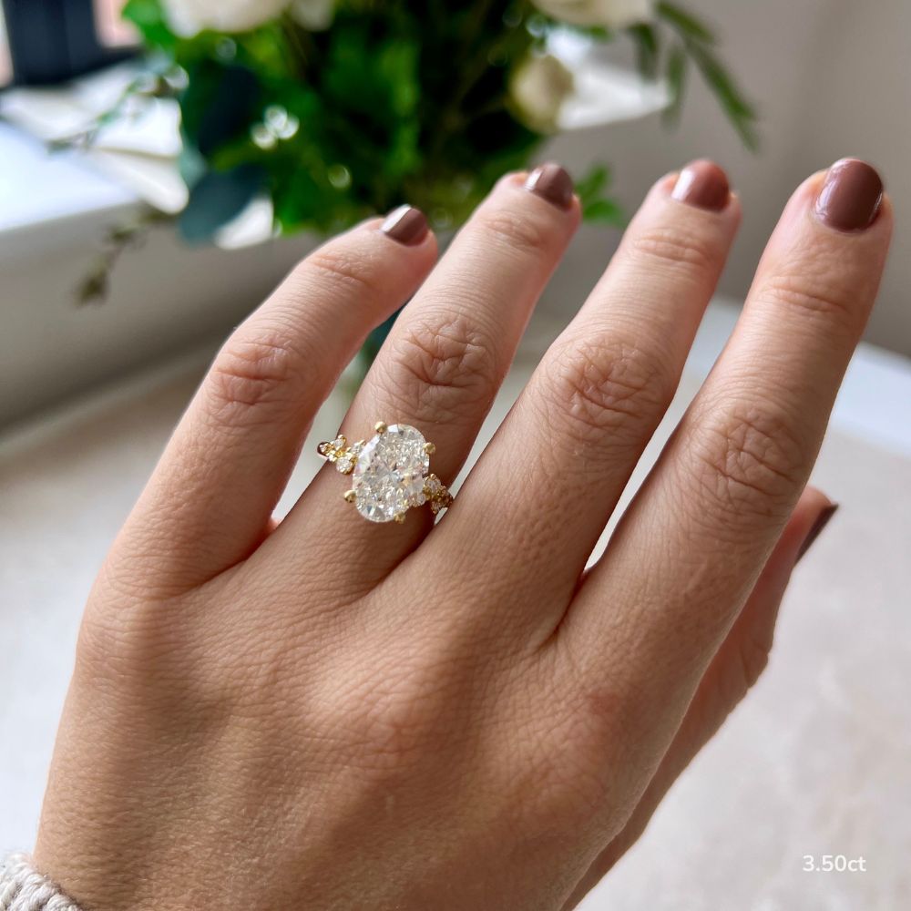 Marquise Shaped Three Stone Lab Grown Diamond Engagement Ring