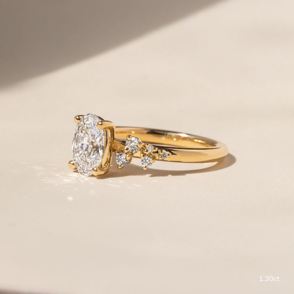 Marquise Shaped Three Stone Lab Grown Diamond Engagement Ring