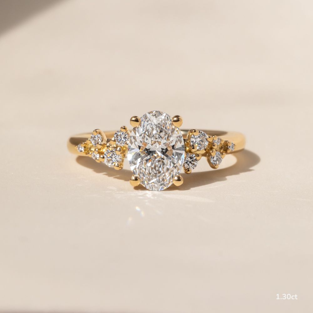 Marquise Shaped Three Stone Lab Grown Diamond Engagement Ring