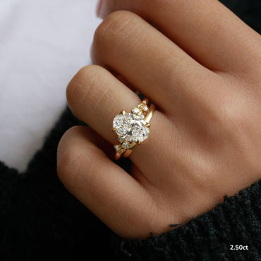 Marquise Shaped Three Stone Lab Grown Diamond Engagement Ring