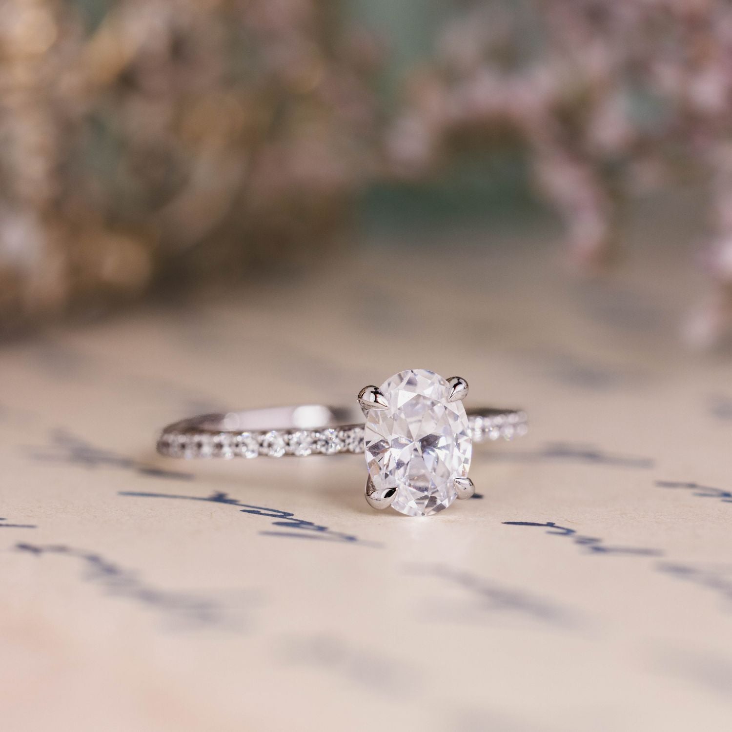 Marquise Shaped Three Stone Lab Grown Diamond Engagement Ring