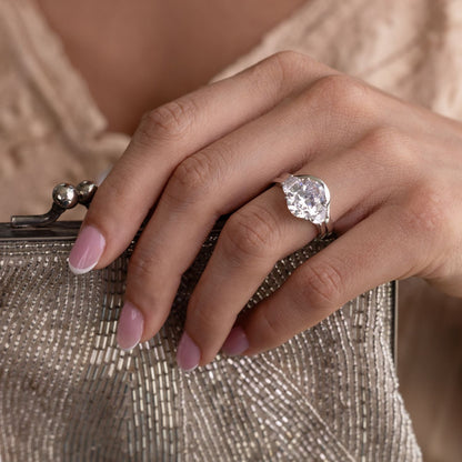 Marquise Shaped Three Stone Lab Grown Diamond Engagement Ring