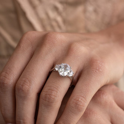 Marquise Shaped Three Stone Lab Grown Diamond Engagement Ring