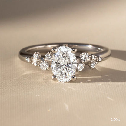 Marquise Shaped Three Stone Lab Grown Diamond Engagement Ring