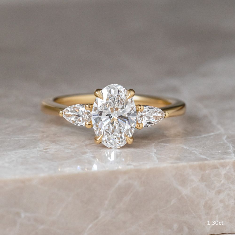 Marquise Shaped Three Stone Lab Grown Diamond Engagement Ring