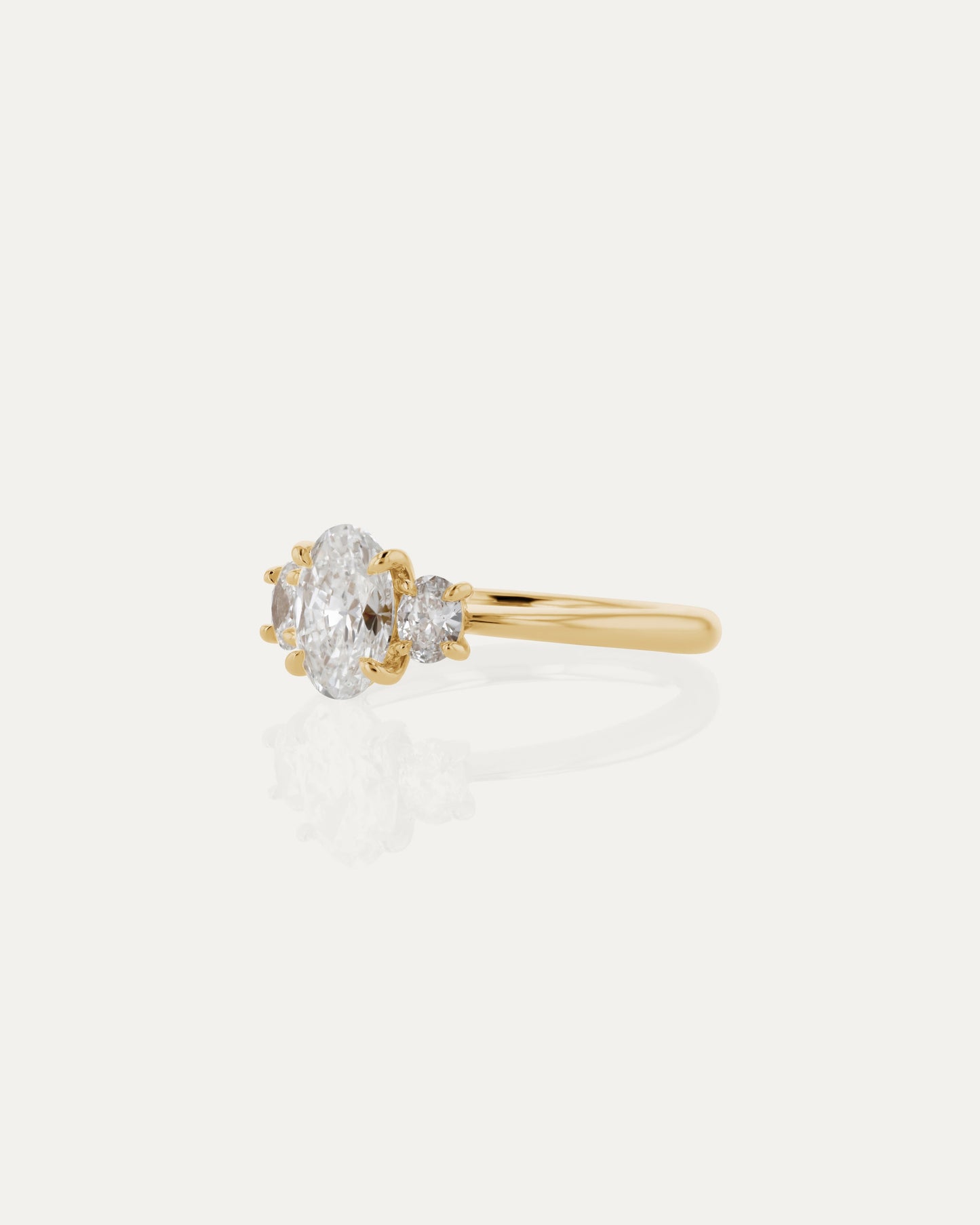 Marquise Shaped Three Stone Lab Grown Diamond Engagement Ring