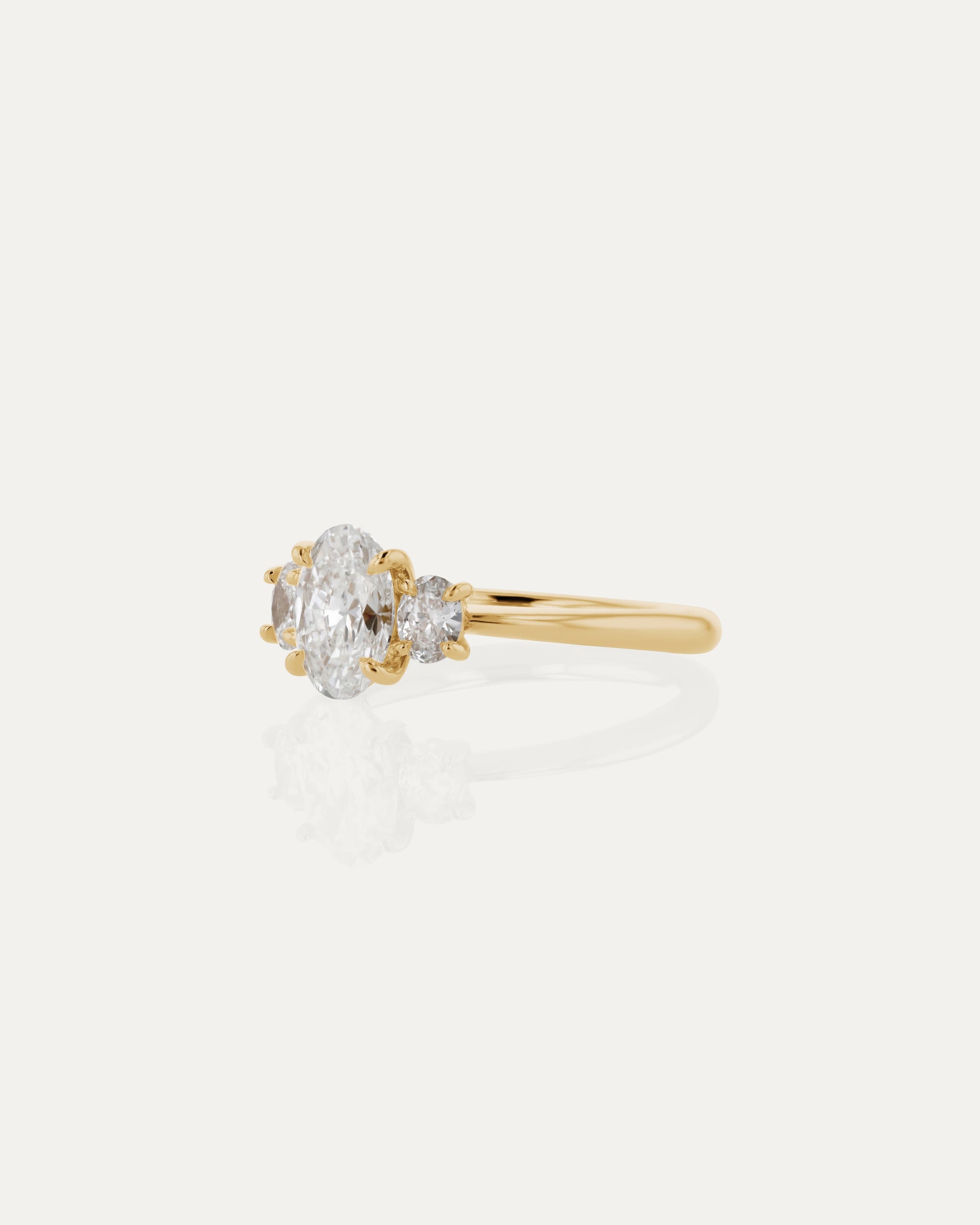 Marquise Shaped Three Stone Lab Grown Diamond Engagement Ring