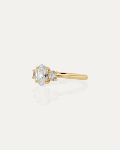 Marquise Shaped Three Stone Lab Grown Diamond Engagement Ring