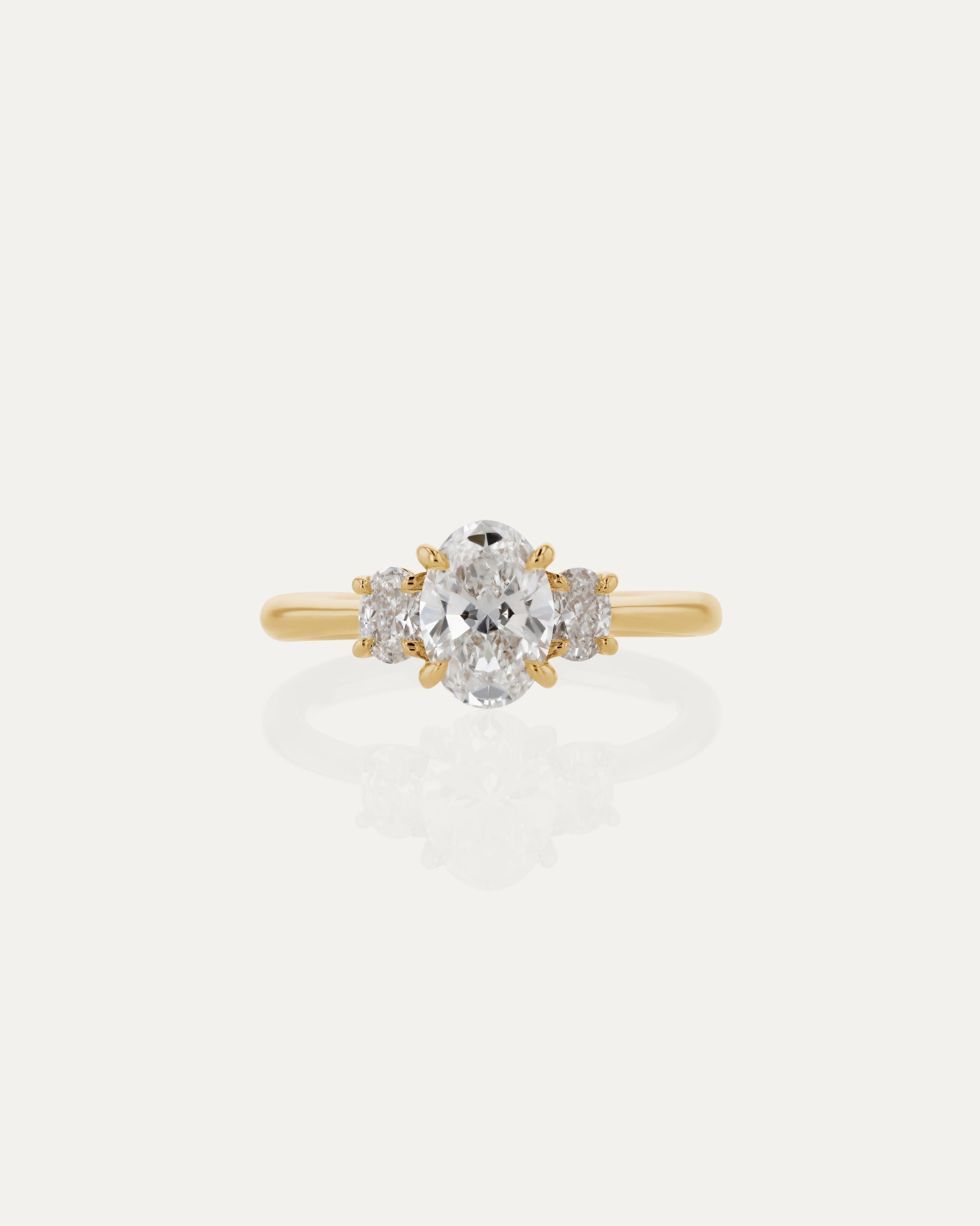 Marquise Shaped Three Stone Lab Grown Diamond Engagement Ring