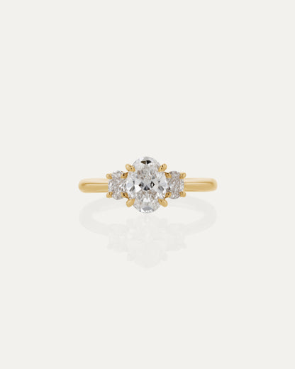 Marquise Shaped Three Stone Lab Grown Diamond Engagement Ring