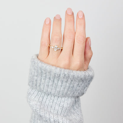 Marquise Shaped Three Stone Lab Grown Diamond Engagement Ring