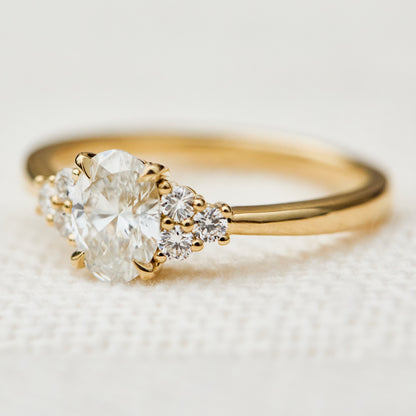 Marquise Shaped Three Stone Lab Grown Diamond Engagement Ring