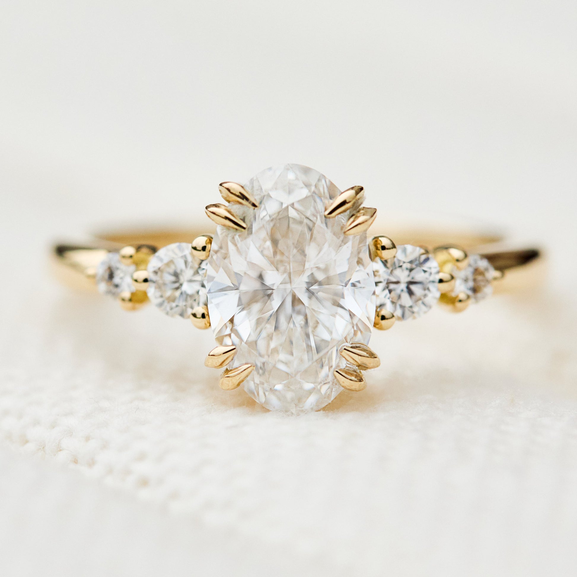 Marquise Shaped Three Stone Lab Grown Diamond Engagement Ring