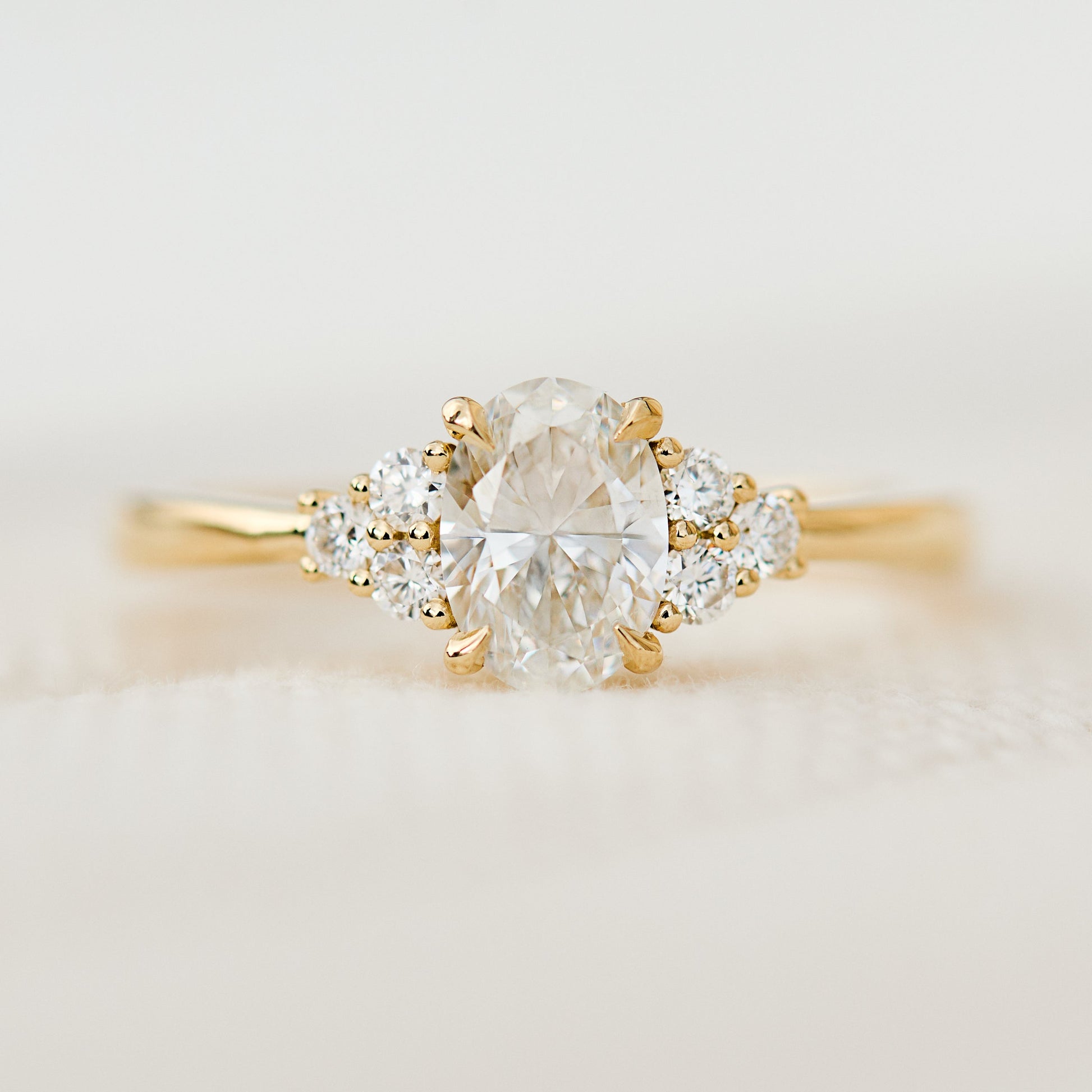 Marquise Shaped Three Stone Lab Grown Diamond Engagement Ring