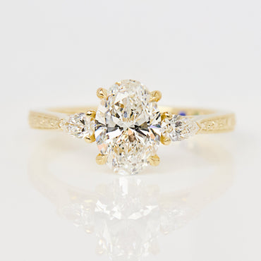 Marquise Shaped Three Stone Lab Grown Diamond Engagement Ring