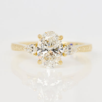 Marquise Shaped Three Stone Lab Grown Diamond Engagement Ring