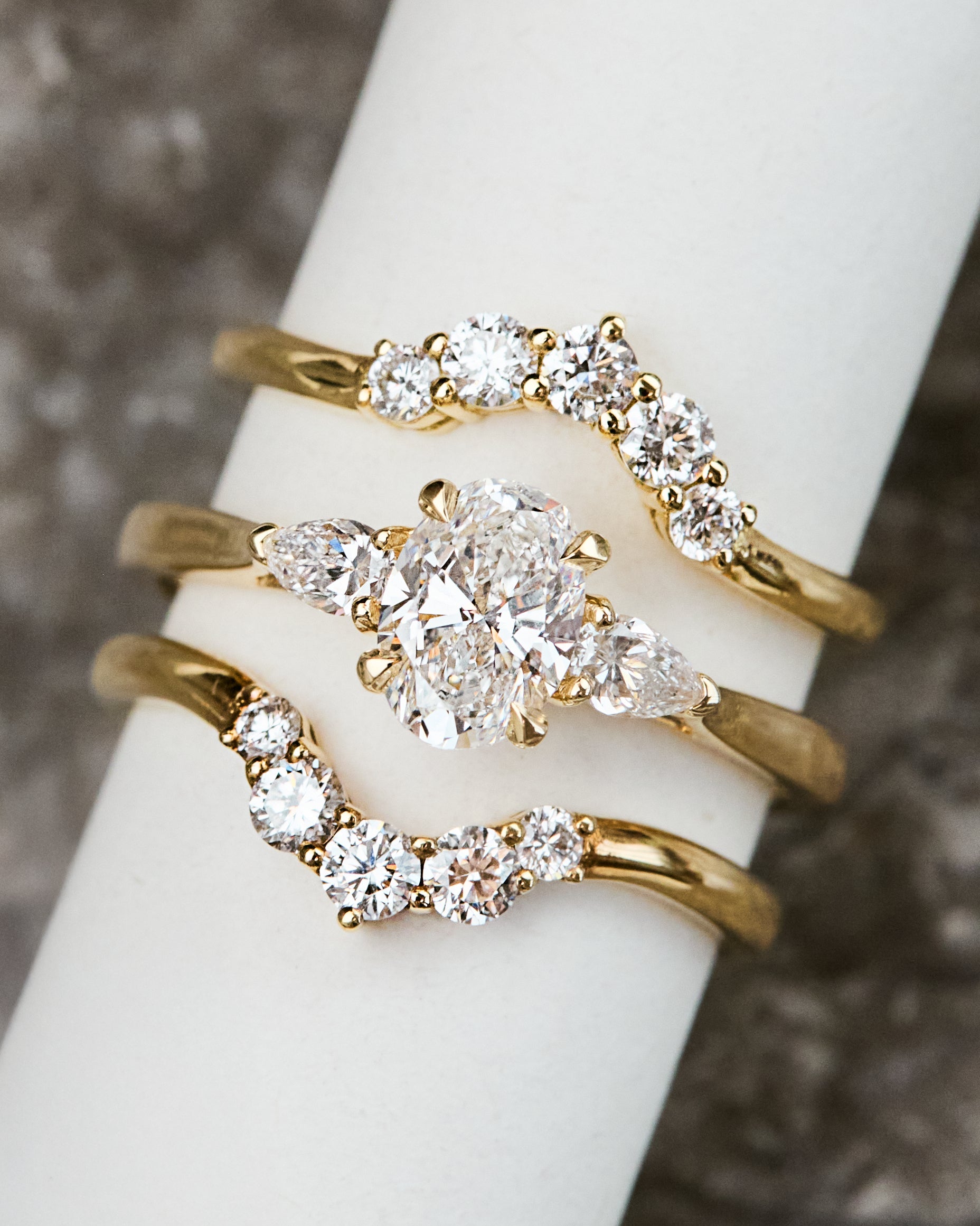 Marquise Shaped Three Stone Lab Grown Diamond Engagement Ring