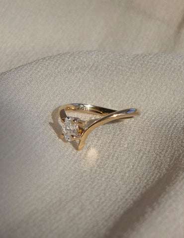 0.45 CT Oval Swirl Solitaire Minimal Daily Wear Lab Grown Engagement Ring