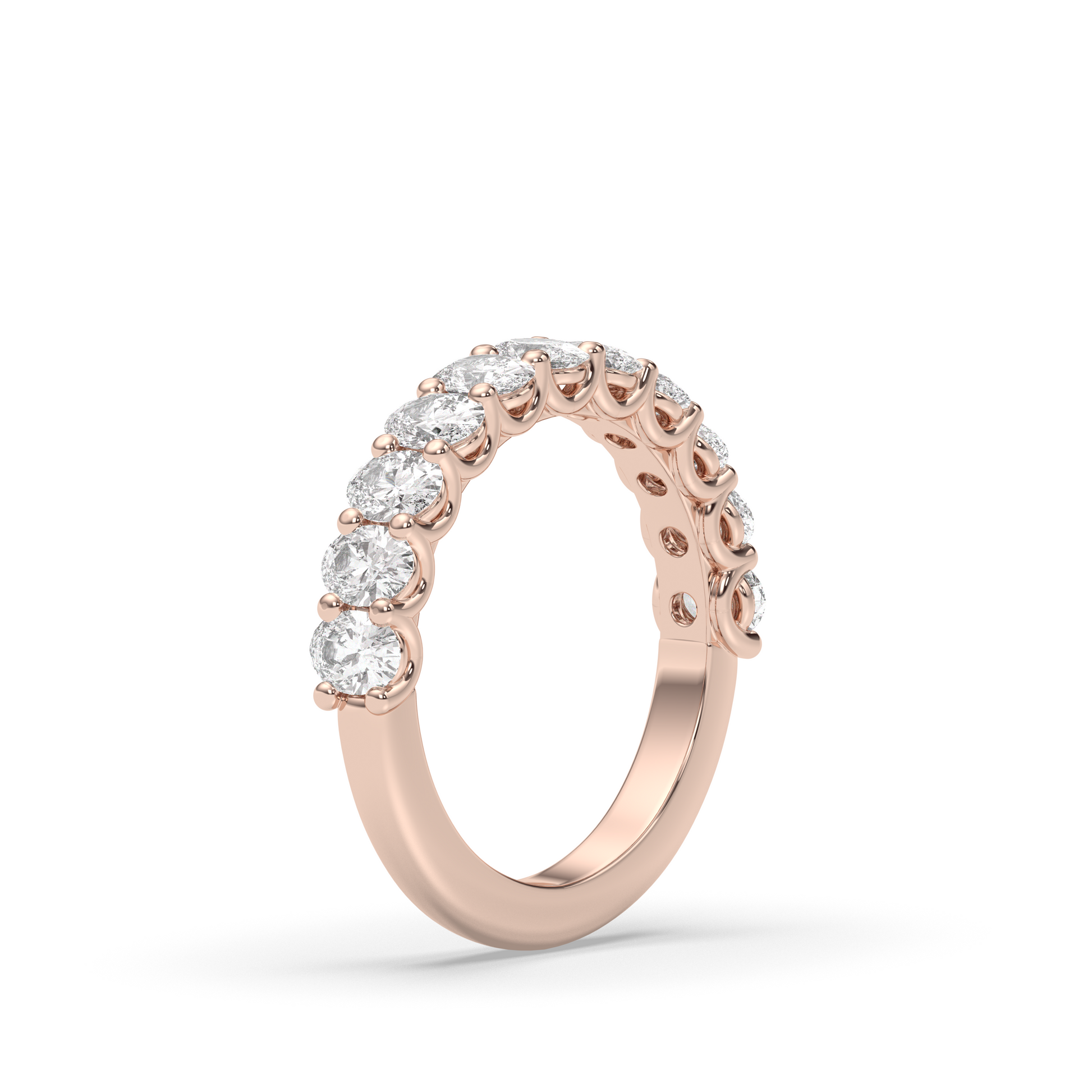 0.25 TCW Round Shaped Half Eternity Lab Grown Diamond Wedding Band