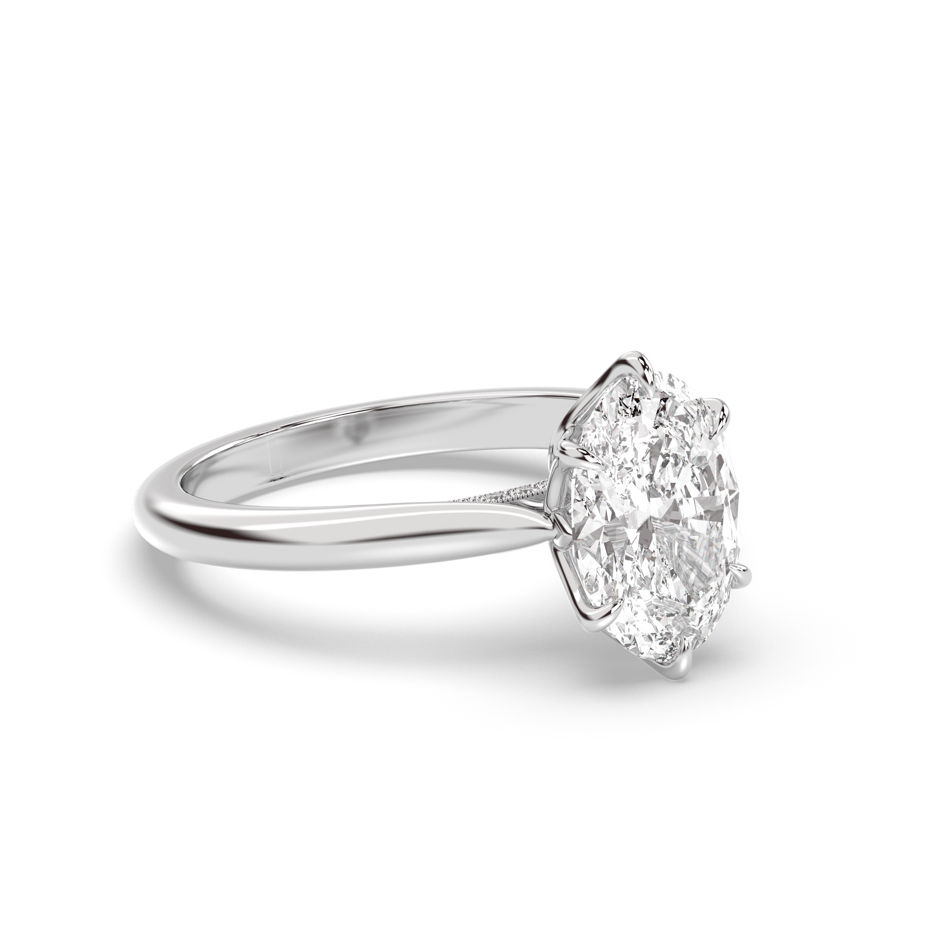 Marquise Shaped Three Stone Lab Grown Diamond Engagement Ring