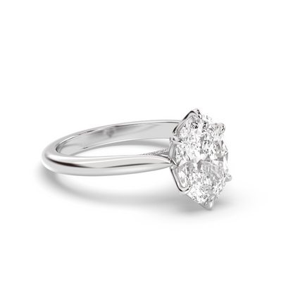 Marquise Shaped Three Stone Lab Grown Diamond Engagement Ring