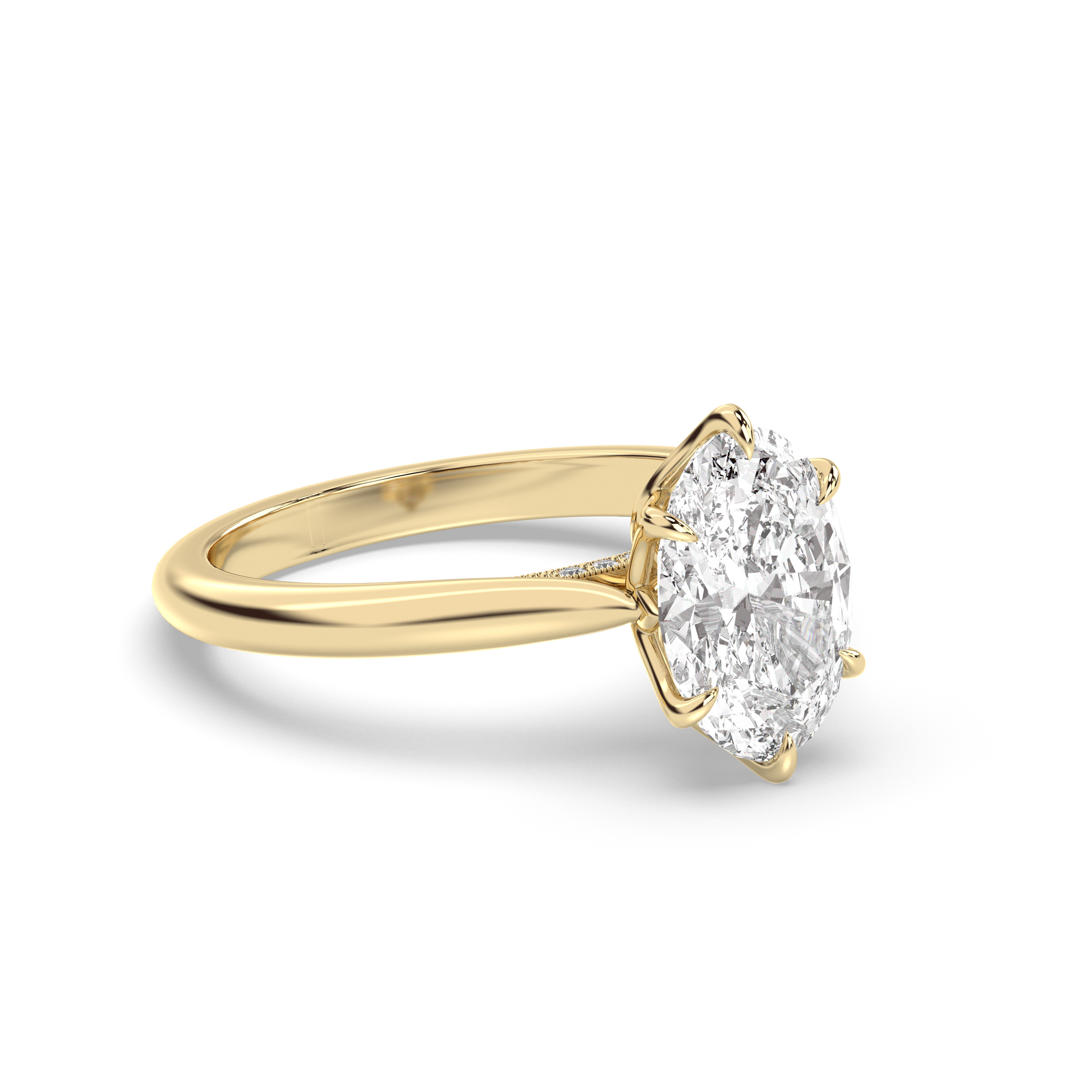 Marquise Shaped Three Stone Lab Grown Diamond Engagement Ring