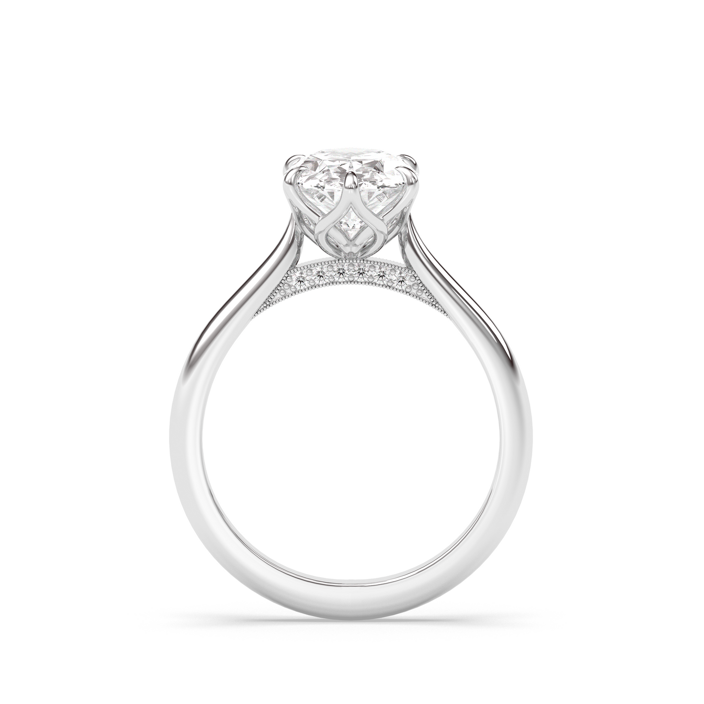 Marquise Shaped Three Stone Lab Grown Diamond Engagement Ring