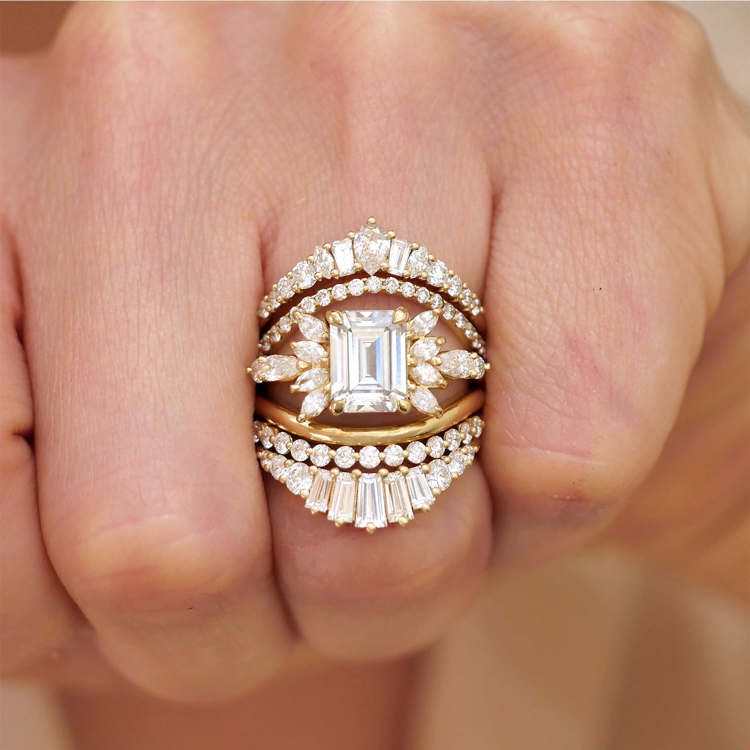 Marquise Shaped Three Stone Lab Grown Diamond Engagement Ring