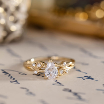 Marquise Shaped Three Stone Lab Grown Diamond Engagement Ring