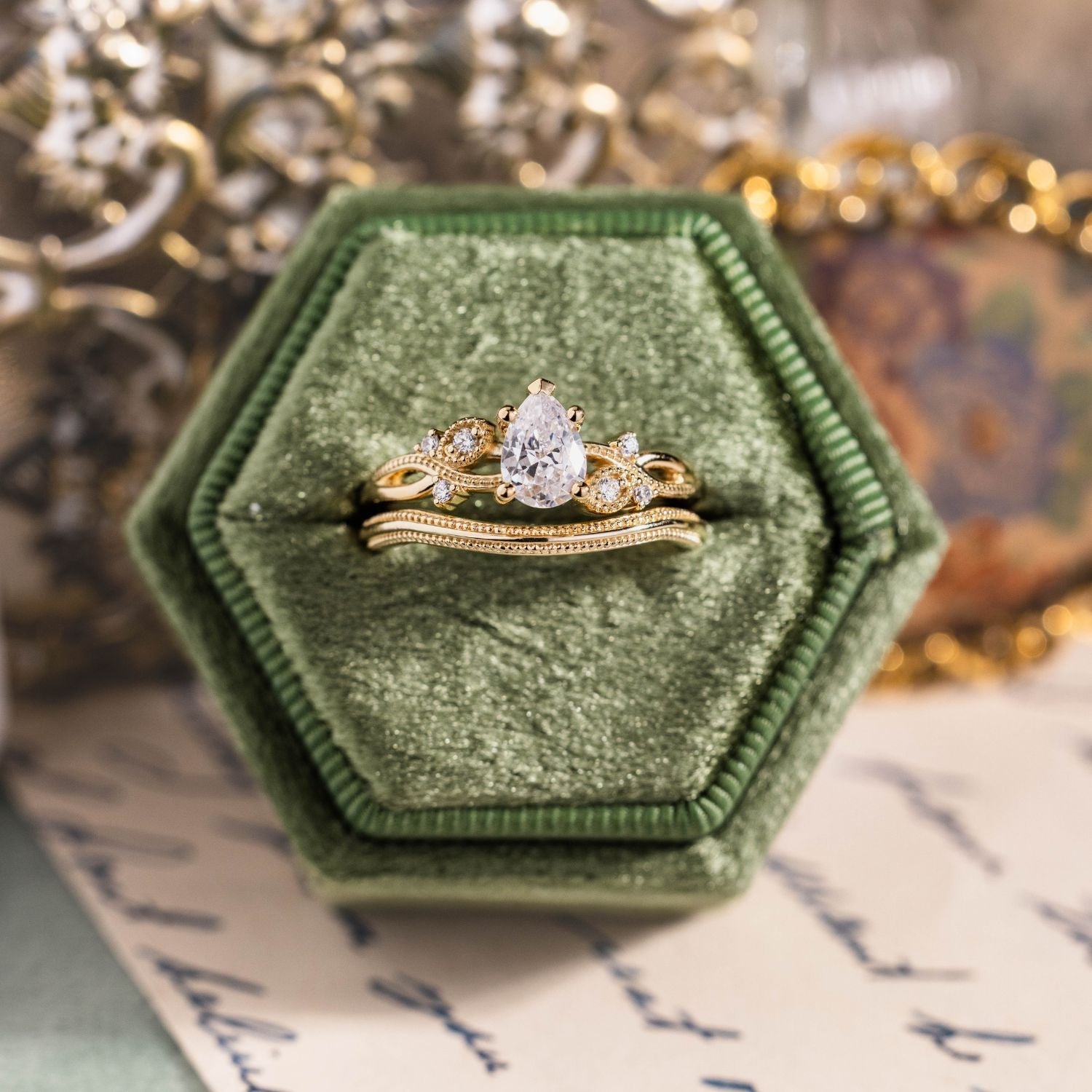 Marquise Shaped Three Stone Lab Grown Diamond Engagement Ring