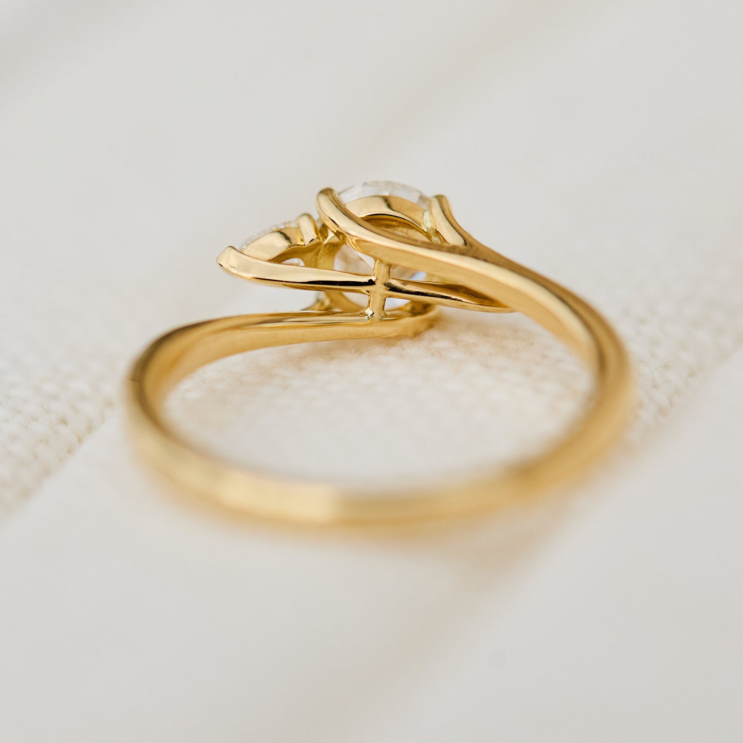 Marquise Shaped Three Stone Lab Grown Diamond Engagement Ring