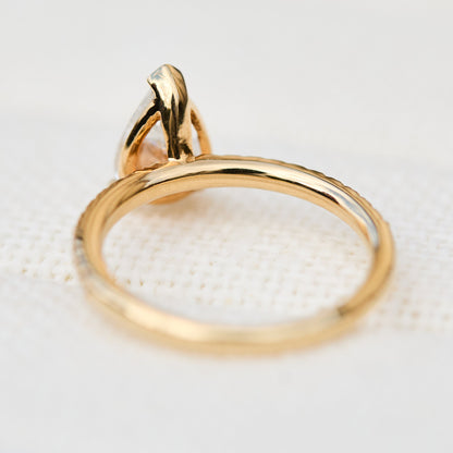 Marquise Shaped Three Stone Lab Grown Diamond Engagement Ring