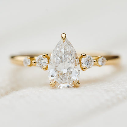 Marquise Shaped Three Stone Lab Grown Diamond Engagement Ring