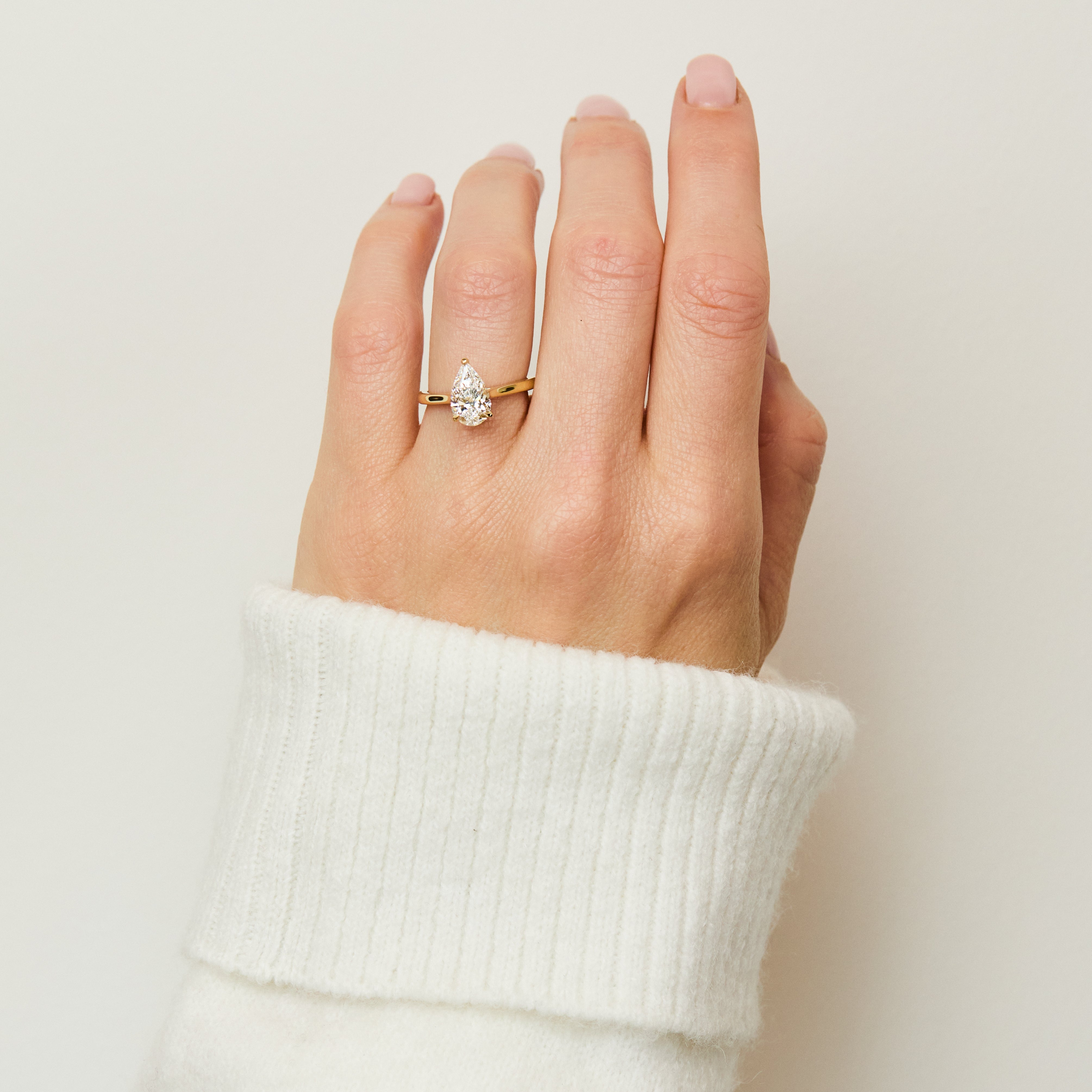 Marquise Shaped Three Stone Lab Grown Diamond Engagement Ring