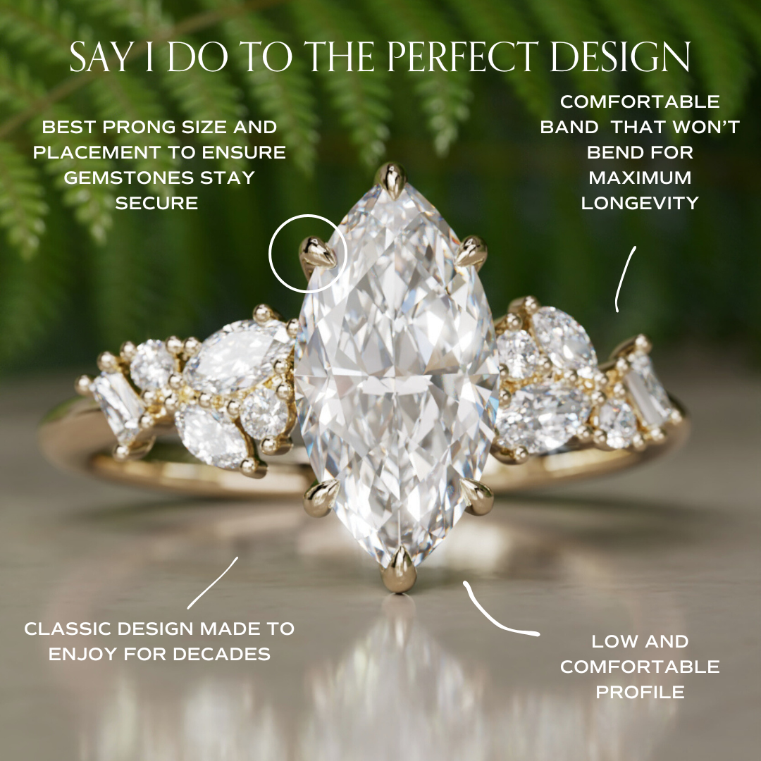 Marquise Shaped Three Stone Lab Grown Diamond Engagement Ring