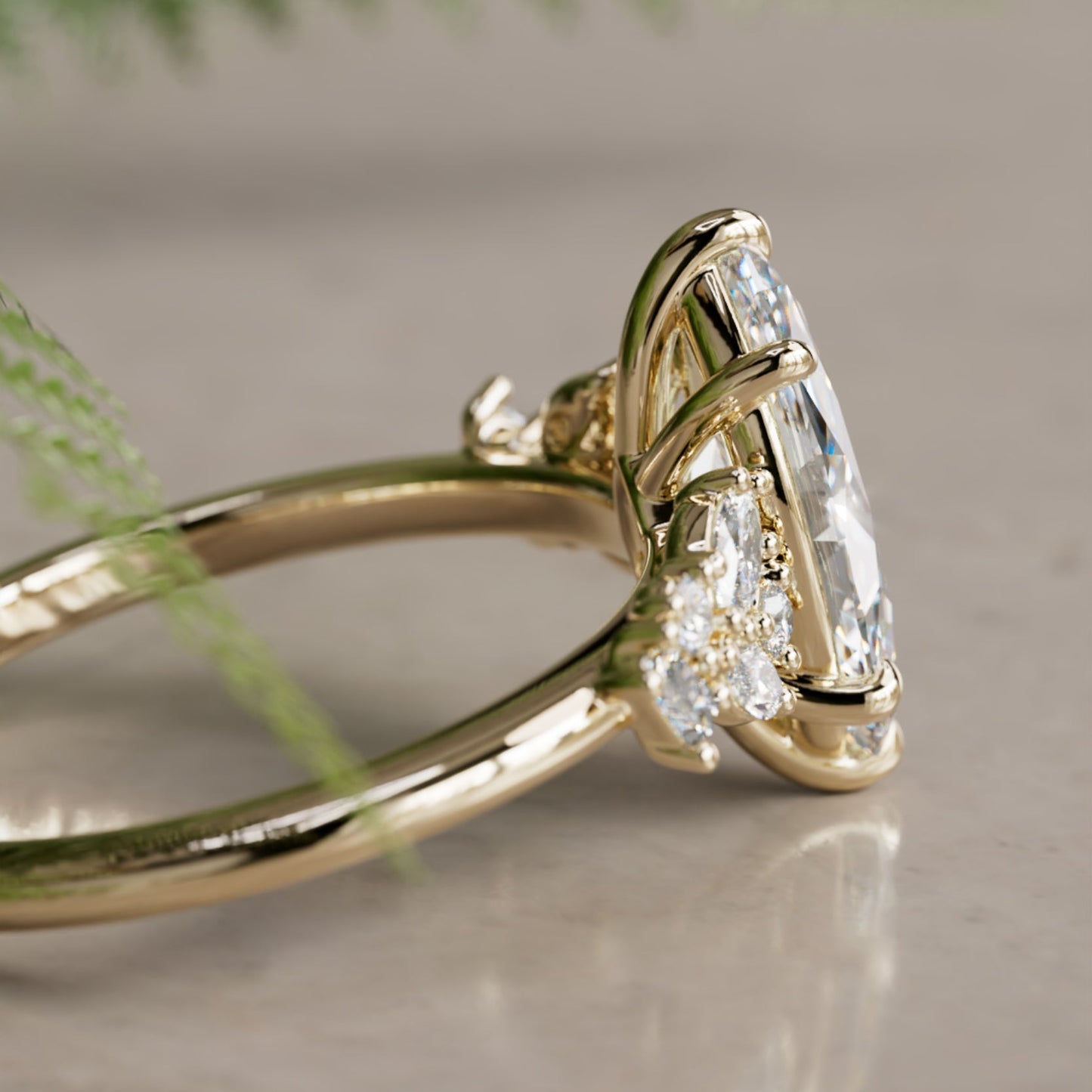 Marquise Shaped Three Stone Lab Grown Diamond Engagement Ring