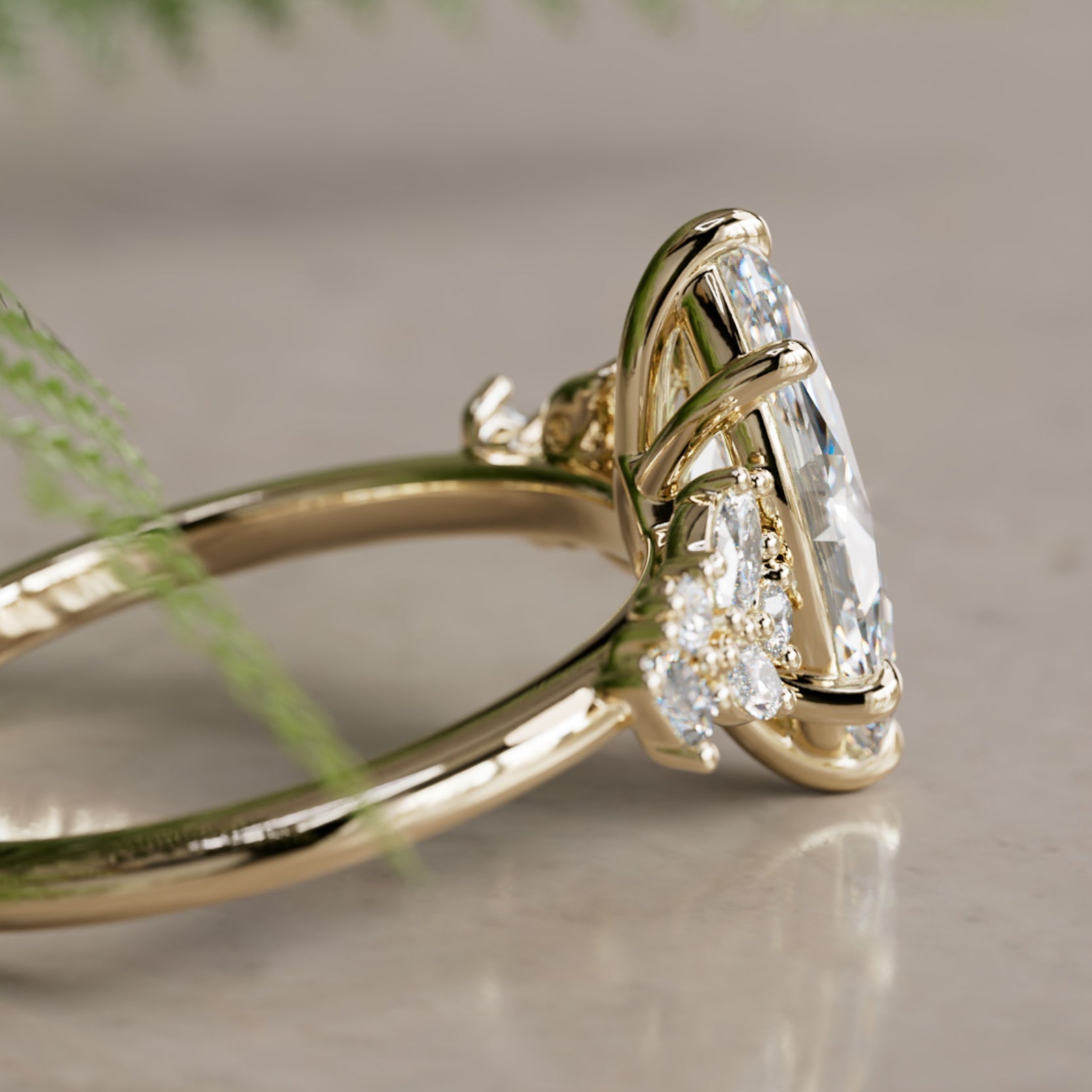 Marquise Shaped Three Stone Lab Grown Diamond Engagement Ring