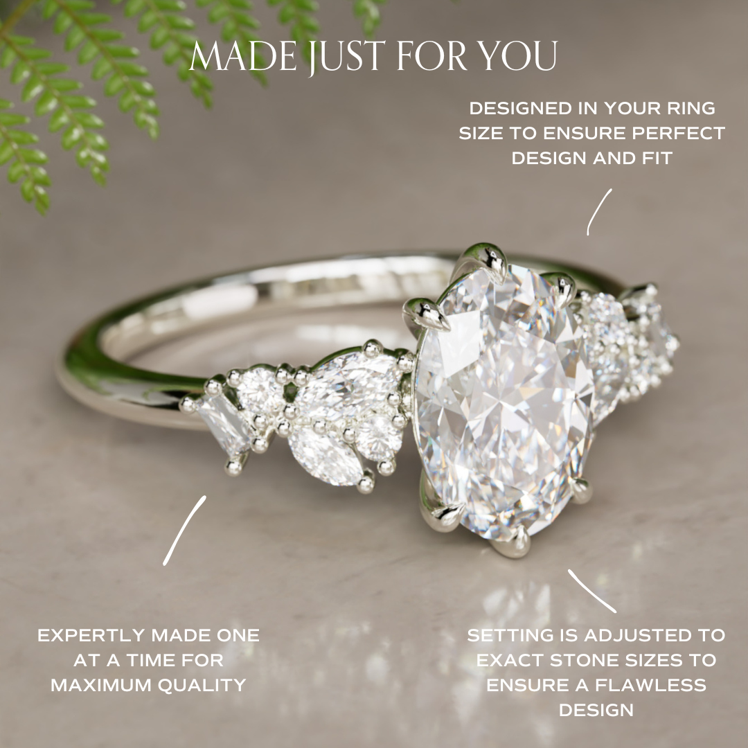 Marquise Shaped Three Stone Lab Grown Diamond Engagement Ring