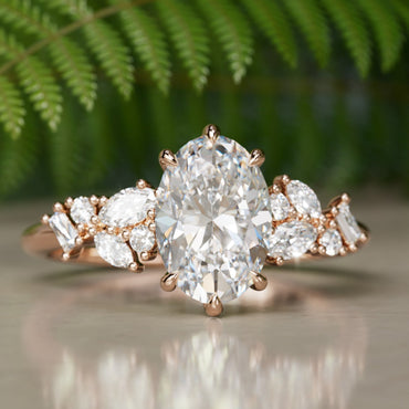 Marquise Shaped Three Stone Lab Grown Diamond Engagement Ring