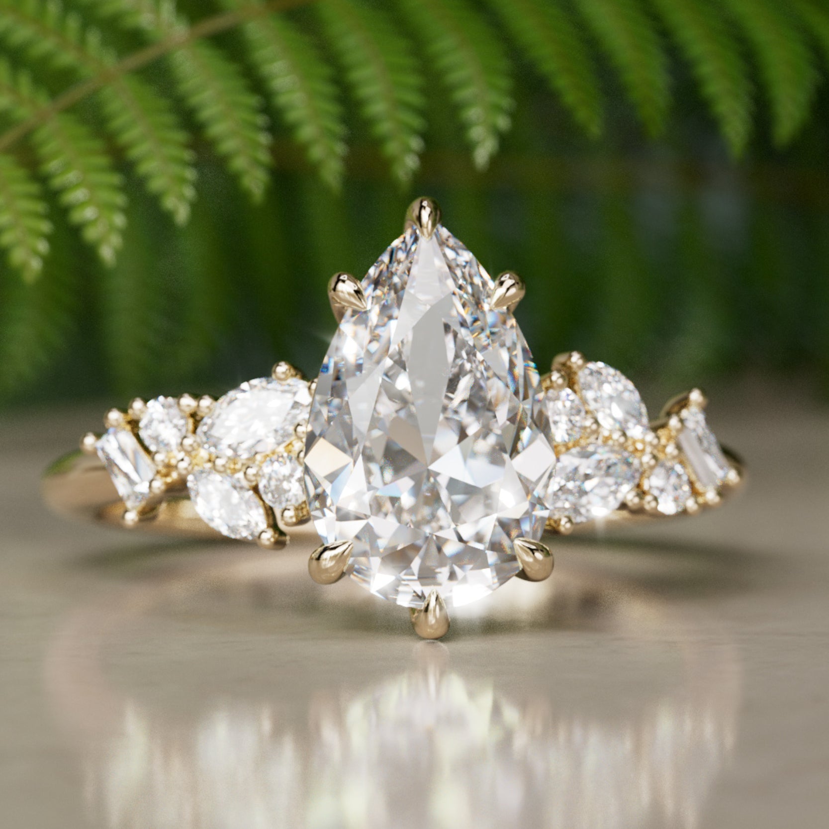 Marquise Shaped Three Stone Lab Grown Diamond Engagement Ring