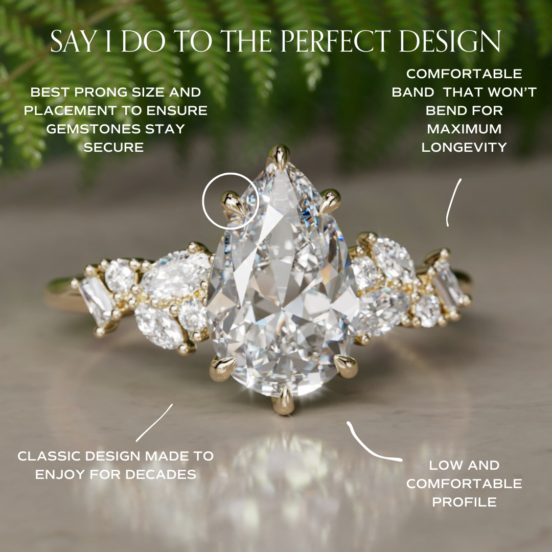 Marquise Shaped Three Stone Lab Grown Diamond Engagement Ring