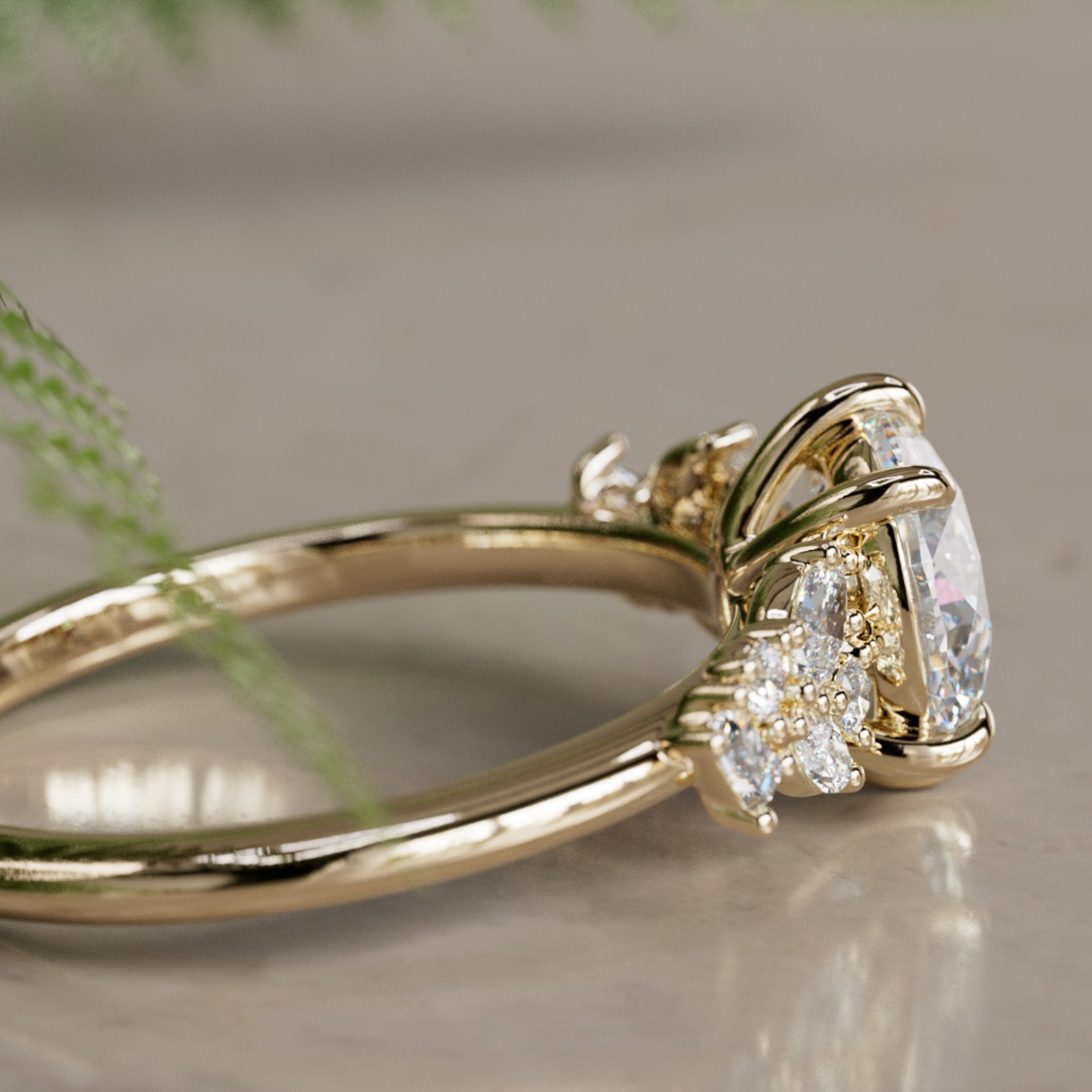 Marquise Shaped Three Stone Lab Grown Diamond Engagement Ring