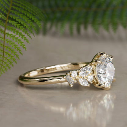 Marquise Shaped Three Stone Lab Grown Diamond Engagement Ring