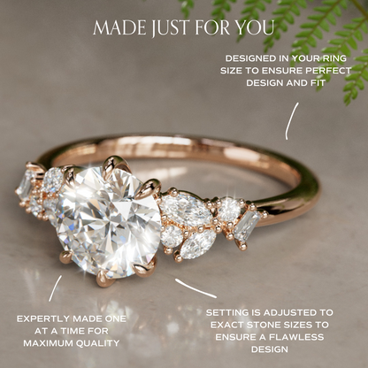 Marquise Shaped Three Stone Lab Grown Diamond Engagement Ring