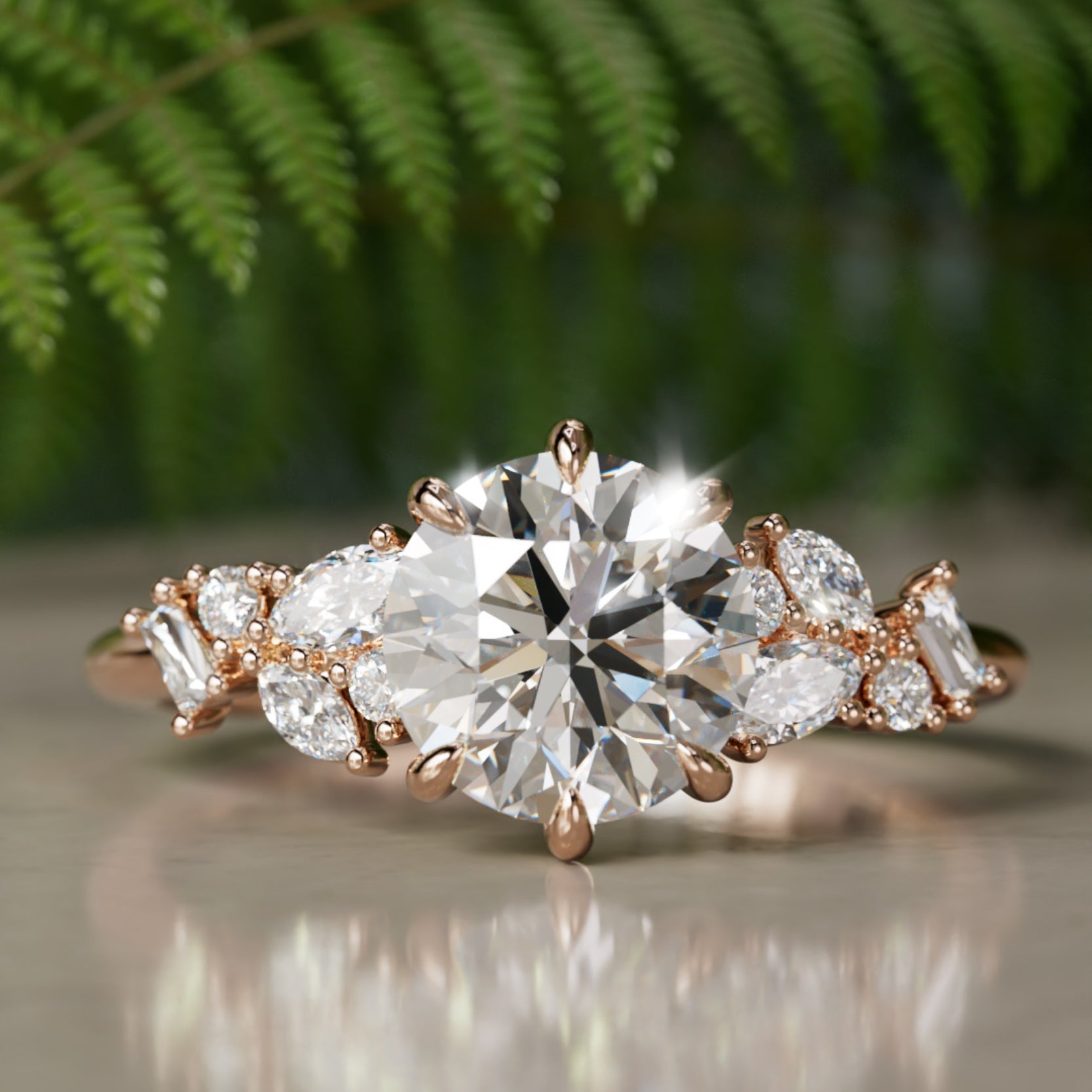 Marquise Shaped Three Stone Lab Grown Diamond Engagement Ring